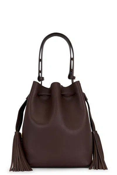 Valentino Garavani Chocolate Leather Vlogo Signature Bucket Bag In Brown