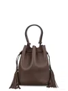 Valentino Drawstring Tassel-embellished Leather Shoulder Bag In Brown