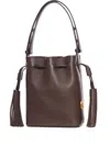 Valentino Garavani Chocolate Leather Vlogo Signature Bucket Bag In Brown
