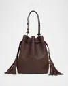 Valentino Garavani So Seau Tassel Leather Bucket Bag In Brown