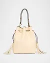 Valentino So Seau Tassel Leather Bucket Bag In Nude