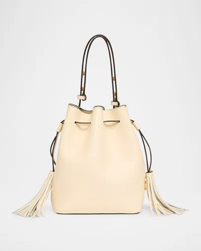 Valentino Garavani So Seau Tassel Leather Bucket Bag In Nude