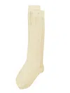 Valentino Perforated Cotton Socks With V-logo In Ivory