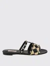 Valentino Raffia And Leather Sandal Sandals Black In Black