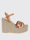 Valentino Natural Logo Wedges In Neutral