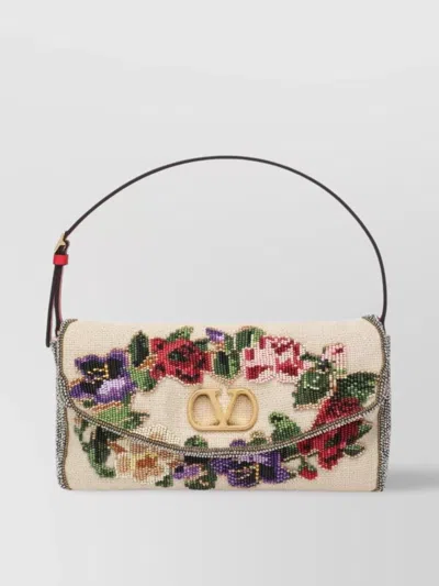 Valentino Garavani Soft Embroidered Floral Top Handle Bag