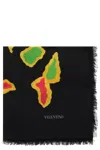 Valentino Soft Scarf With Abstract Patterns In Black