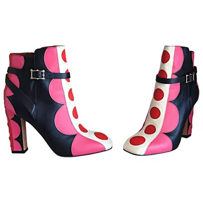 Pre-owned Valentino Garavani Valentino Sold Out Brand New Size 36 / 6 Polka Dot Runway Ankle Booties In Pink