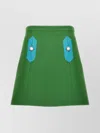 Valentino Solid A-line Skirt Contrasting Panels In Green