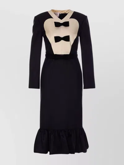 VALENTINO SOLID BLACK DRESS WITH BUTTON ACCENTS