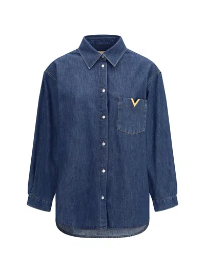 Valentino Solid Chambray Denim Shirt