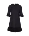 Valentino Garavani Ruffle Trim Crepe Couture Minidress In Black