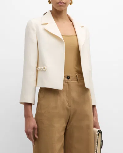 Valentino Solid Crepe Couture Jacket In Ivory