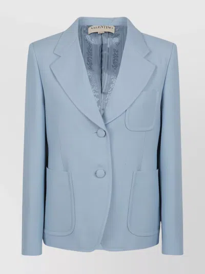 Valentino Garavani Structured Light Blue Crepe Couture Blazer