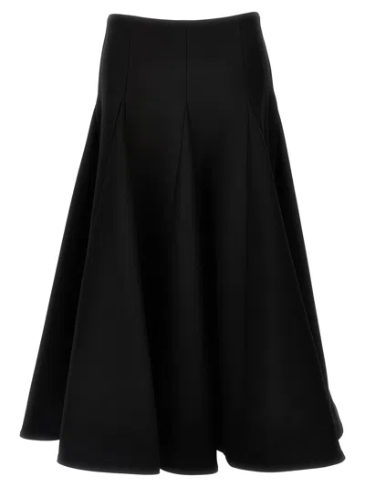 Valentino Black Silk Flounced Midi Skirt