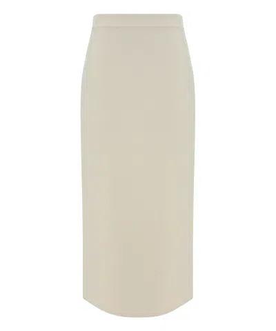 Valentino Solid Midi Skirt In White