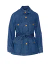 Valentino Denim Safari Jacket In Blue