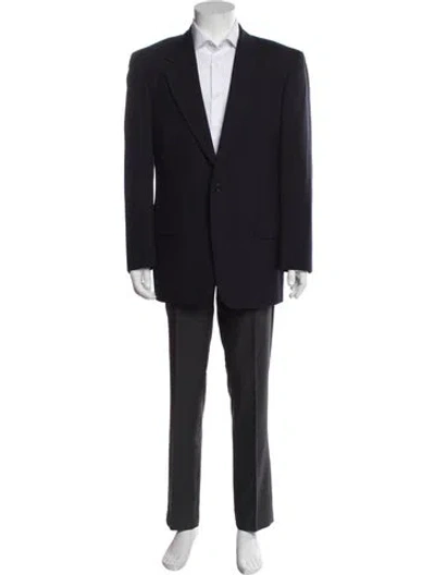 Pre-owned Valentino Solid Virgin Wool Blazer In Blue