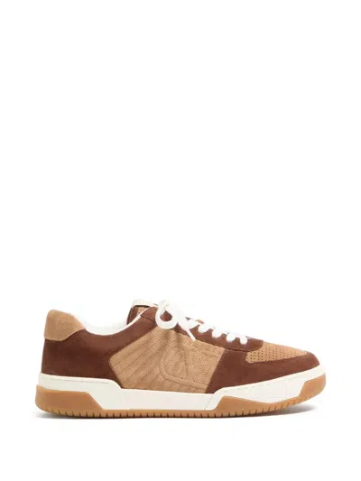 Valentino Garavani Sparry Trainer In Split Leather In Neutral