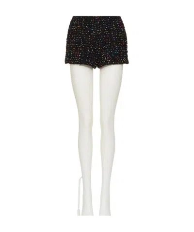 Valentino Speckled Tweed Shorts In Black