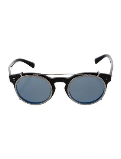 Pre-owned Valentino Spike Accents Round Sunglasses In Black