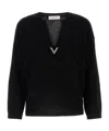 Valentino Split-neck Virgin Wool Jumper In Black