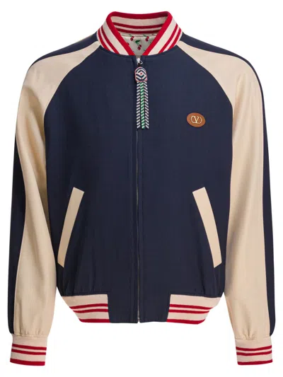 Valentino Sporty Bomber Jacket With Embroidered Details In Multi
