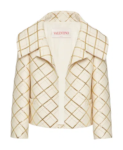 Valentino Spread-collar Cropped Jacket In Neutral