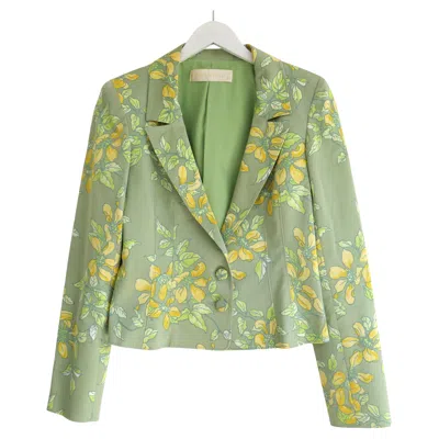 Pre-owned Valentino Spring 2006 Chinese Floral Blazer Jacket In Sand
