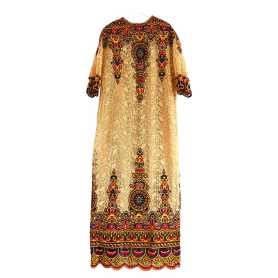 Pre-owned Valentino Spring 2014 Women's Embellished Lace Maxi Dress It42/uk10 In Sand