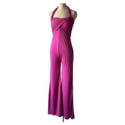 Pre-owned Valentino Spring Summer 2004 Fuchsia Pink Silk Jumpsuit