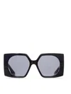 Valentino Rectangular Vlogo Sunglasses In Black