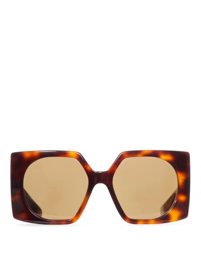 Valentino Square Acetate Sunglasses In Brown