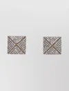 Valentino Square Crystal Stud Earrings In Gold-tone In Metallic