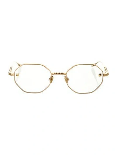 Pre-owned Valentino Garavani Square Eyeglasses In Gold