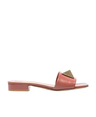 Valentino Garavani One Stud Mules In Pink