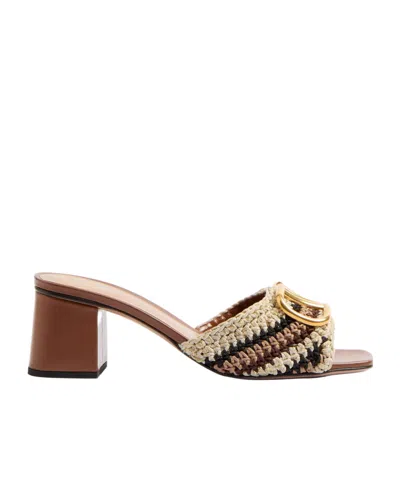 VALENTINO GARAVANI VLOGO SIGNATURE SLIDE SANDAL WITH CROCHET EMBROIDERY 60MM