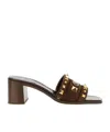 Valentino Square-headed High-heeled Sandals In Brown