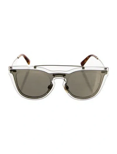 Pre-owned Valentino Square Mirrored Sunglasses In Clear/gold