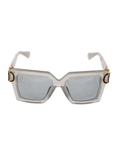 Pre-owned Valentino Square Mirrored Sunglasses In Grey