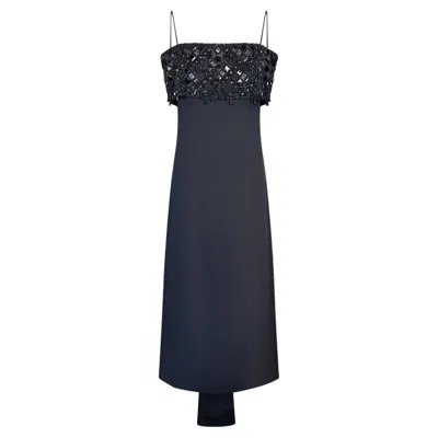 Pre-owned Valentino Square Neckline Black Silk Blend Evening Gown