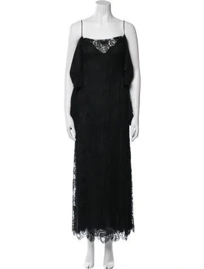 Pre-owned Valentino Square Neckline Midi Length Dress In Black