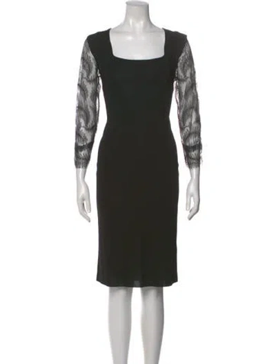 Pre-owned Valentino Square Neckline Midi Length Dress In Black
