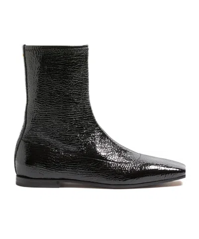Valentino Garavani Square Toe Ankle Boots In Black