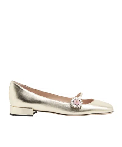 Valentino Garavani Floral Embellished Ballets Metallic Finish In Multicolor
