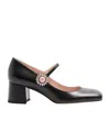 Valentino Leather Block Heel Pumps With Embellished Detail