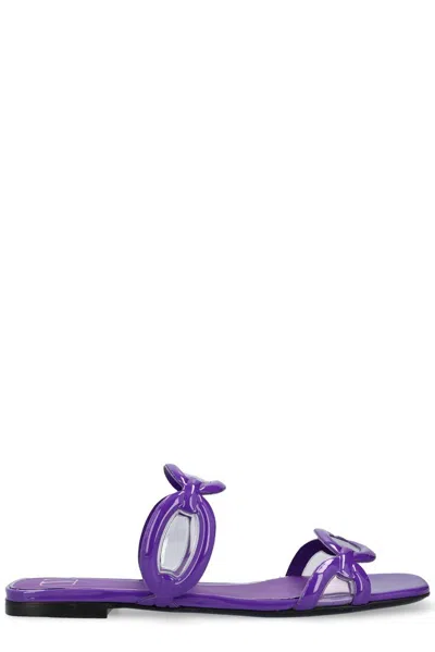 VALENTINO GARAVANI SQUARE TOE SLIP-ON SLIDES