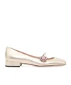 Valentino Mary Jane Metallic Leather Ballet Flats In Nude