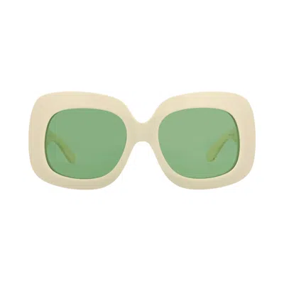 Pre-owned Valentino Square-frame Acetate Sunglasses 'ivory/green' | Cream | Women's Size Onesize In White