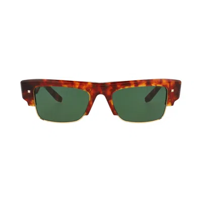 Pre-owned Valentino Square-frame Acetate/metal Sunglasses 'tortoise/green' | Brown | Men's Size Onesize